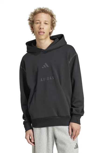 Худи с лого и паднали ръкави - Черен