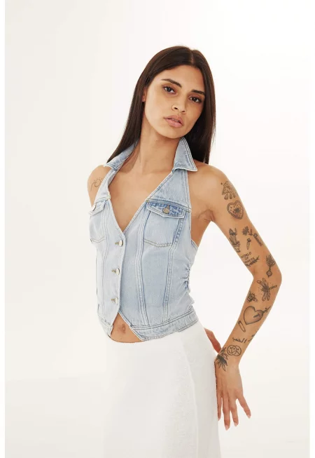 Ipekyol - Дънков елек с халтер деколте