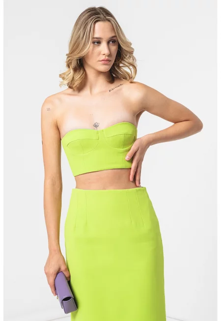 Къс топ с цип - Неоново зелено