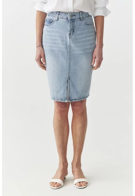 Къса пола от деним - Светлосин