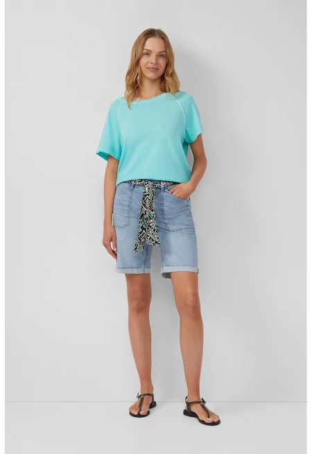 Къси дънки с джобове - Светлосин