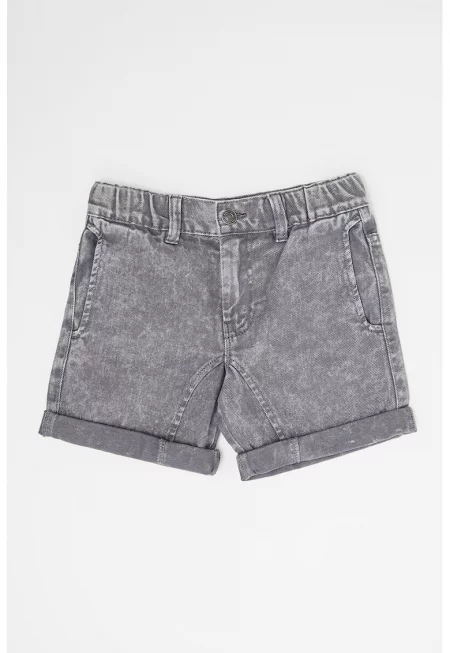 Къси дънки с еластична талия - Сив