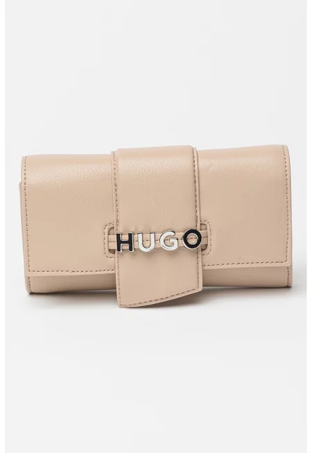 Клъч от еко кожа с лого - Бежов