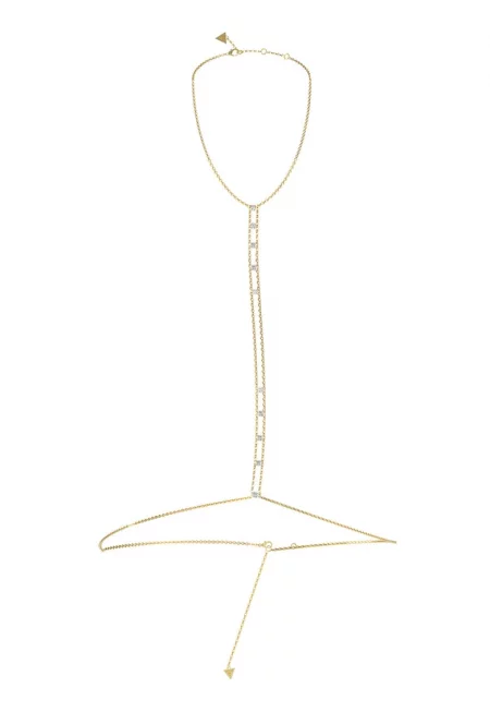 Колие тип верижка с кристали - Златист