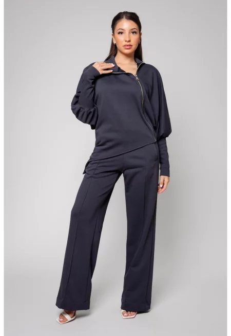 Комплект Mirou - яке и панталон с цип - сив - антрацит - 14110 - Сив