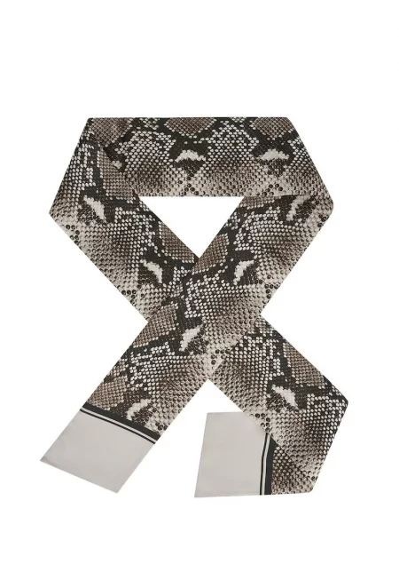 Копринен шал с десен - Тъмнокафяв/Светло кафяво