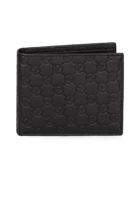 Кожен портфейл 166979 с монограм - Черен