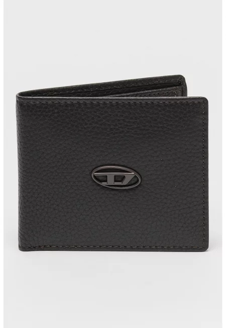 Кожен портфейл Hiresh II с двойно прегъване и лого - Кафяв