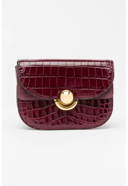 Кожена чанта през рамо Sfera с шагрен - Тъмновиолетов