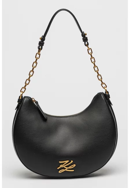 Кожена чанта за рамо Autograph Moon - Черен