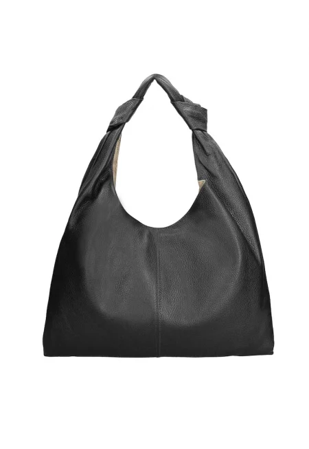 Кожена хобо чанта Iduna Lux - Черен