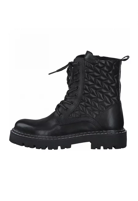 Кожени боти от капитонирани зони - Черен