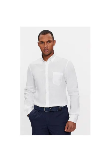 Мъжка риза -  303514020 - Лен - Бяла