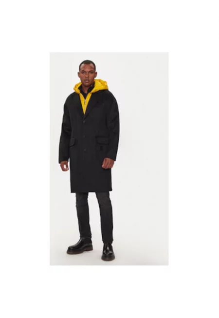 Мъжко палто -  304370847 - Вълна - Черно - Черен