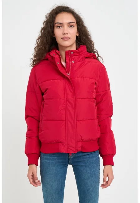 Непромокаемо зимно яке с качулка - Червен