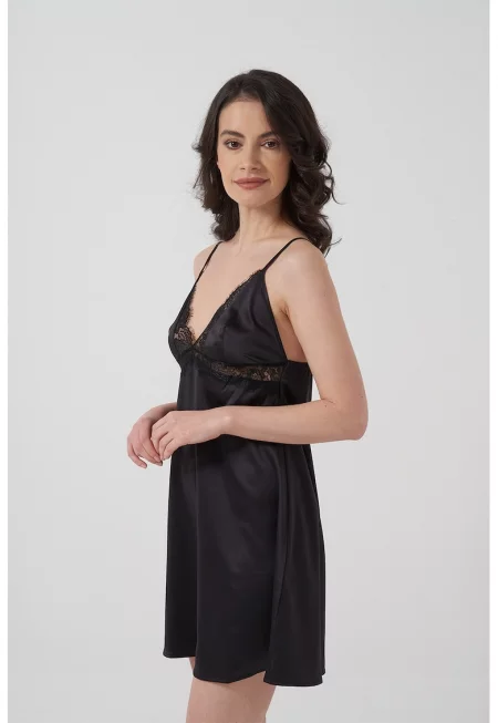 Нощница Issa с шпиц и дантела - Черен