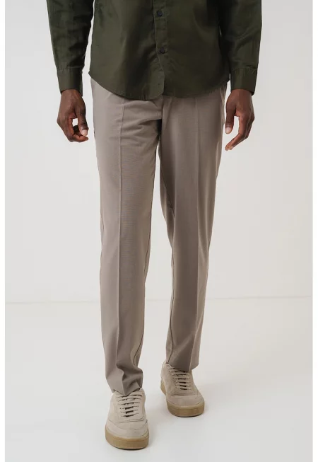 Официален панталон с лицев ръб - Тъмнокафяв