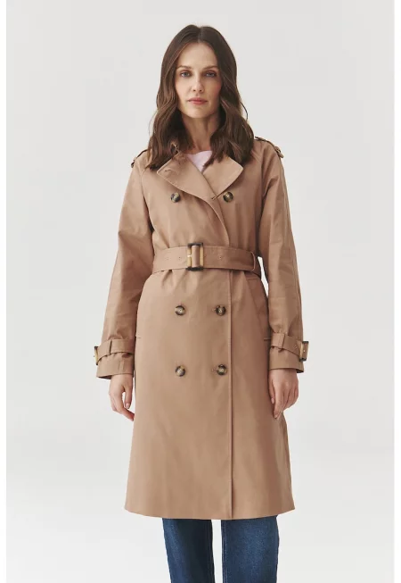 Палто с памук с копчета - Камел