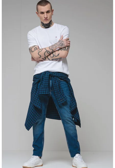 Памучна тениска с лого - Бял