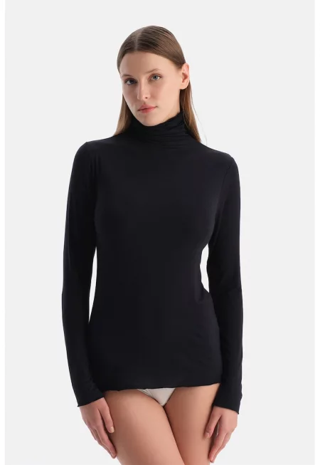 Пижамена блуза с модал с висока яка