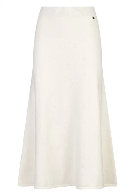 Плетена миди пола с пайети - Бял