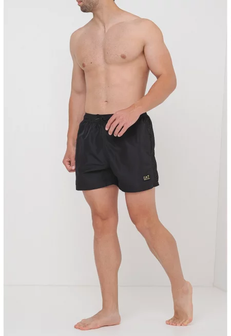 Плувни шорти с детайли встрани - Черен