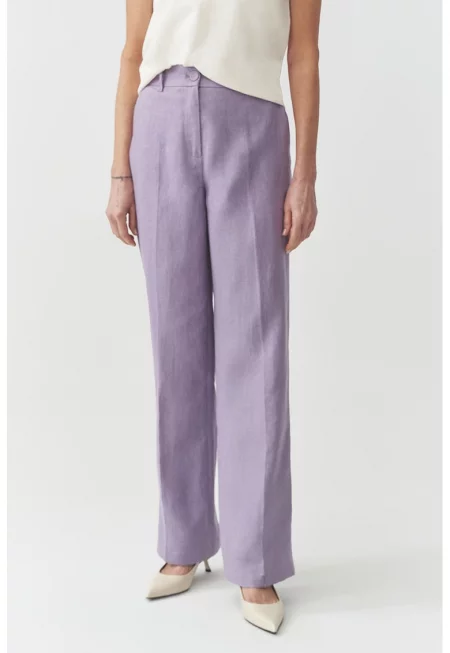 Прав ленен панталон Lanto - Бледа лила