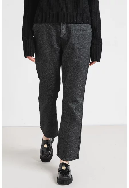 Прави бляскави дънки - Сребрист/Tъмносив