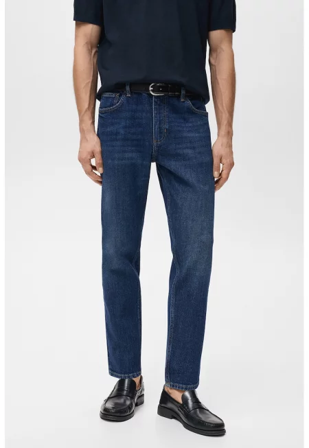 Прави дънки Ben с миди талия - Тъмносин