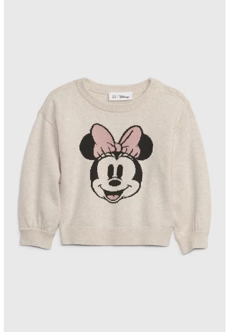 Пуловер с овално деколте и шарка с Minnie Mouse