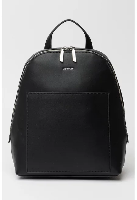 Раница от еко кожа с преден джоб - Черен