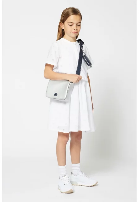 Разкроена рокля с десен - Бял