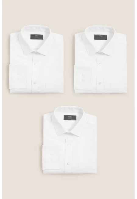 Ризи със стандартна кройка - 3 броя - Бял