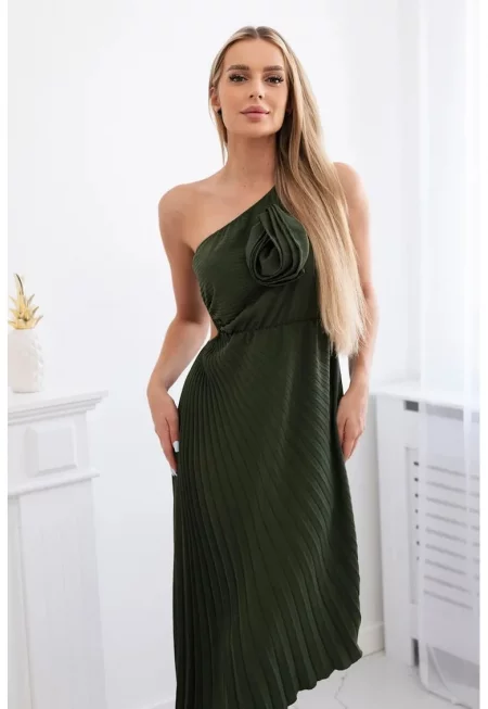 Рокля с плисета и асиметричен подгъв - Един размер