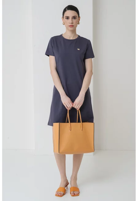 Рокля-тениска с овално деколте - Tъмносив