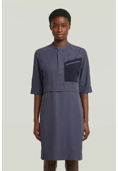 Рокля тип тениска с ниска овална яка - Бледовиолетов