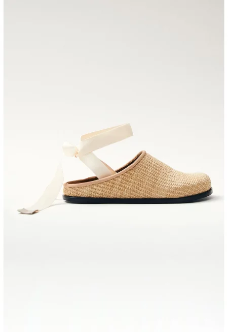 Сабо с панделки - Бял/Бежов