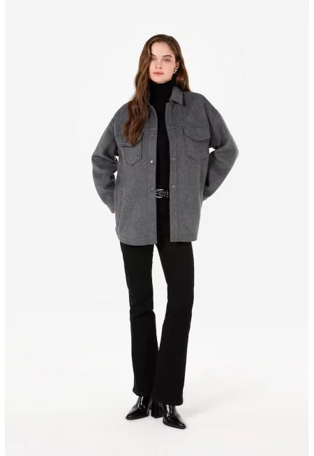 Шакет с шамук с капси - Tъмносив