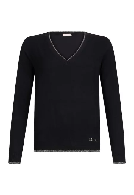 Шпиц пуловер - Черен