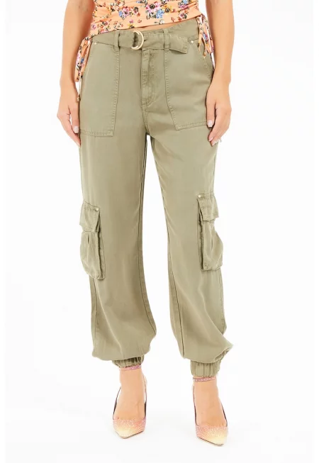 Скосен карго панталон от лиосел - Каки