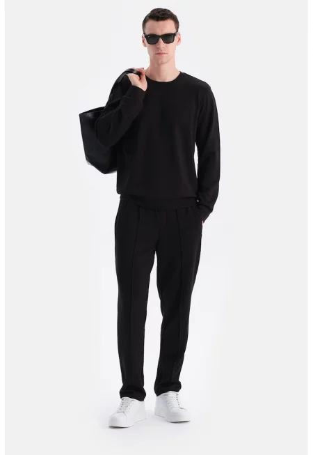 Скосен спортен панталон - Черен