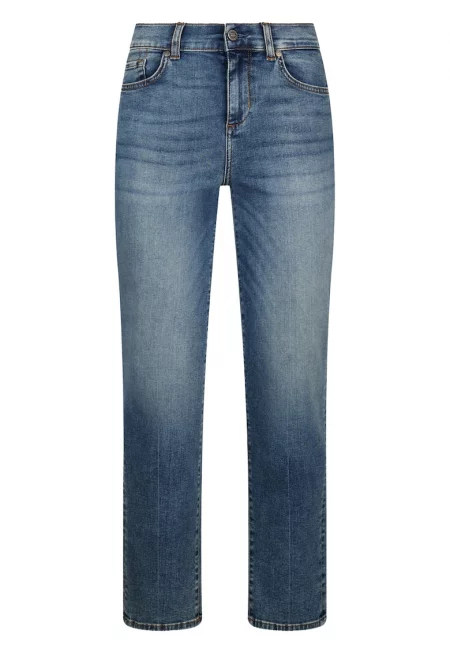 Слим дънки със захабен ефект - Тъмносин