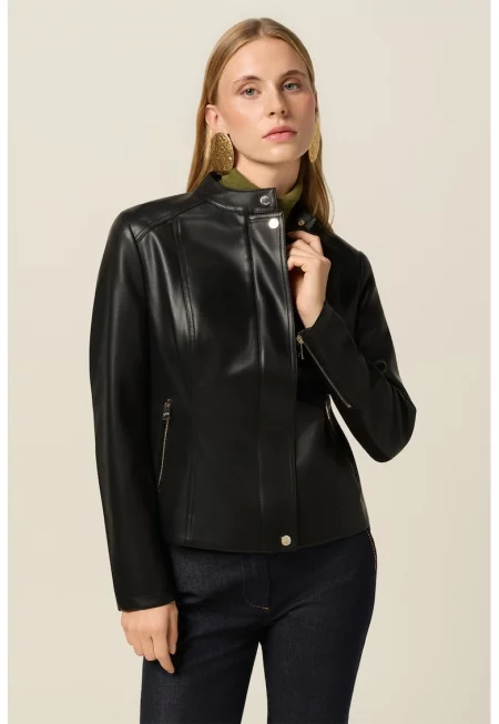 Слим яке с цип - Черен