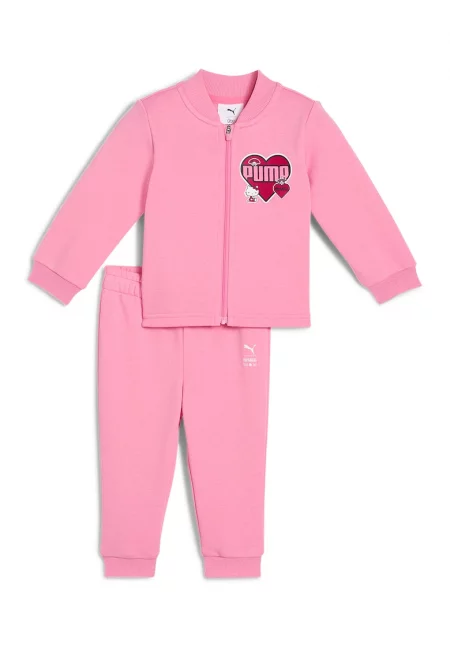 Спортен екип с шарка на Hello Kitty и цип - Бял/Малина/Пастелнорозов