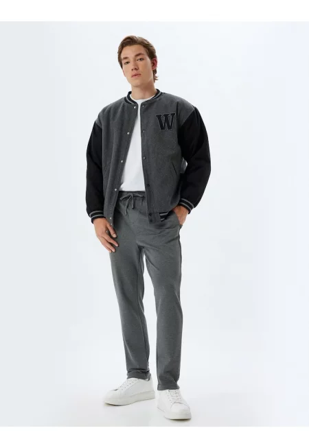 Спортен панталон с връзка - Антрацитно сиво