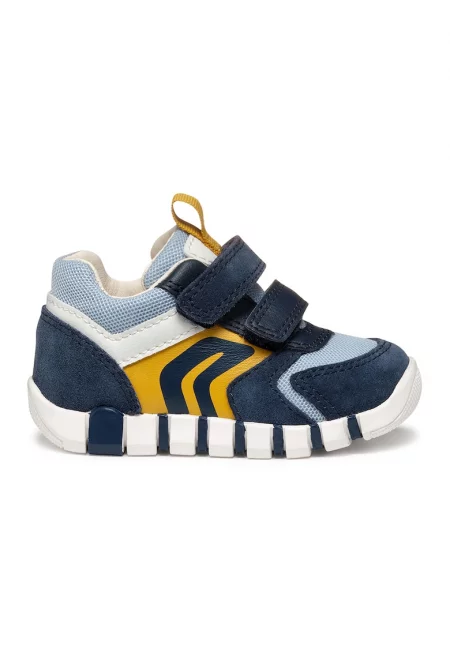 Спортни обувки с велкро и велур - Пастелносин/Тъмносин