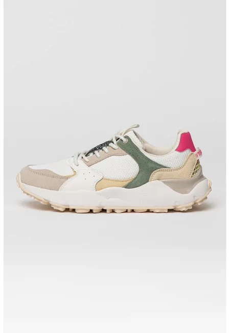 Спортни обувки Tecla с велур - Бял/Светло бежово