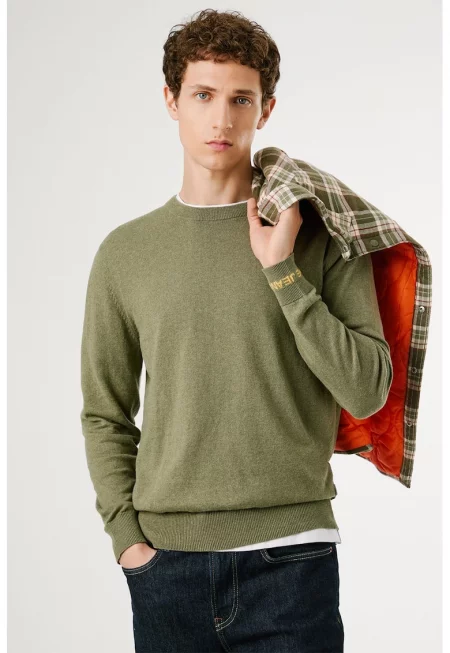 Стандартен пуловер с рипсени краища