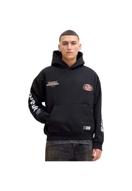 Суичър JACK &JONES Pulse Printed Hood 53479 - Черен