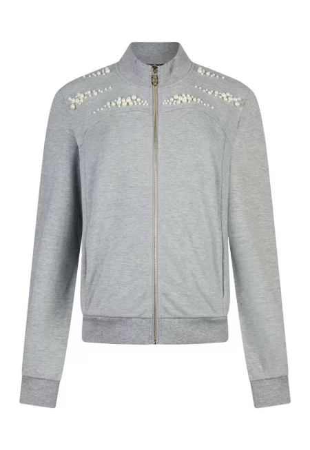 Суитшърт с цип и мъниста